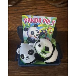 Plush Panda Bear Gift Basket Set Figure Book Treat Container Stuffed Animal
